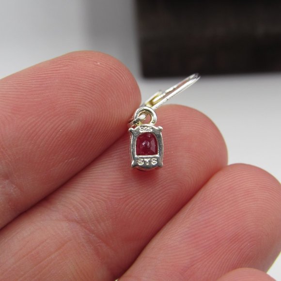 Sterling Silver Red Topaz Dangle Earrings Vintage - Picture 2 of 6